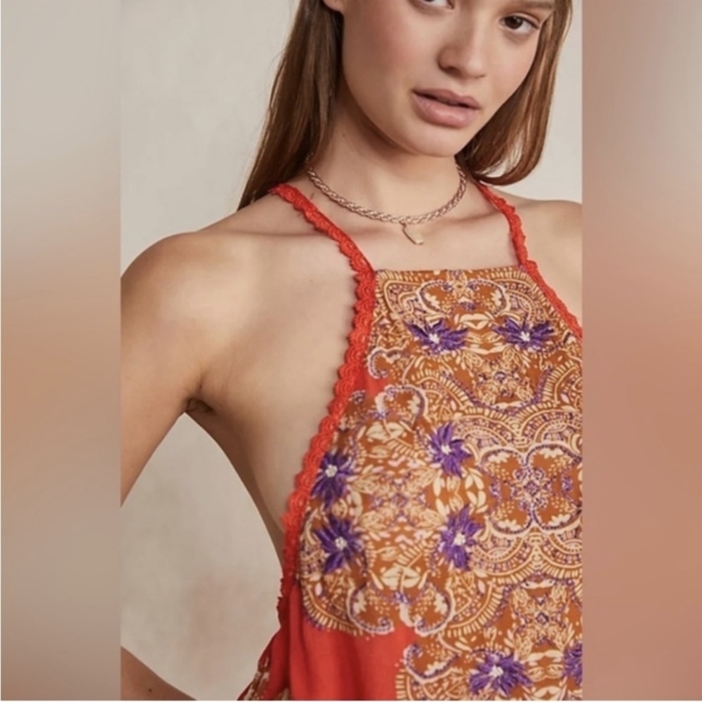 Free People Bali Desert Nova Cami Tank Orange & Purple xs - Picture 2 of 10